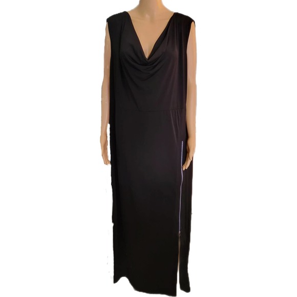 Allure by Julia K. Black Knit Sleeveless Zipper Slit Front Maxi Dress NWT 2X - Picture 3 of 8